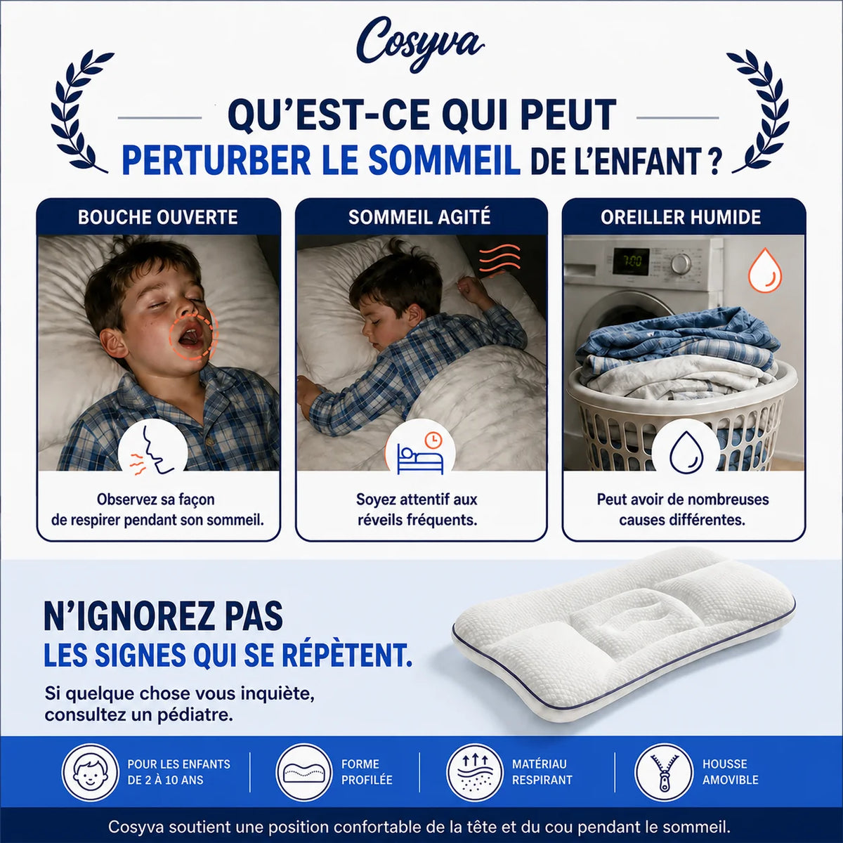 Oreiller profile enfant Cosyva 06 signes