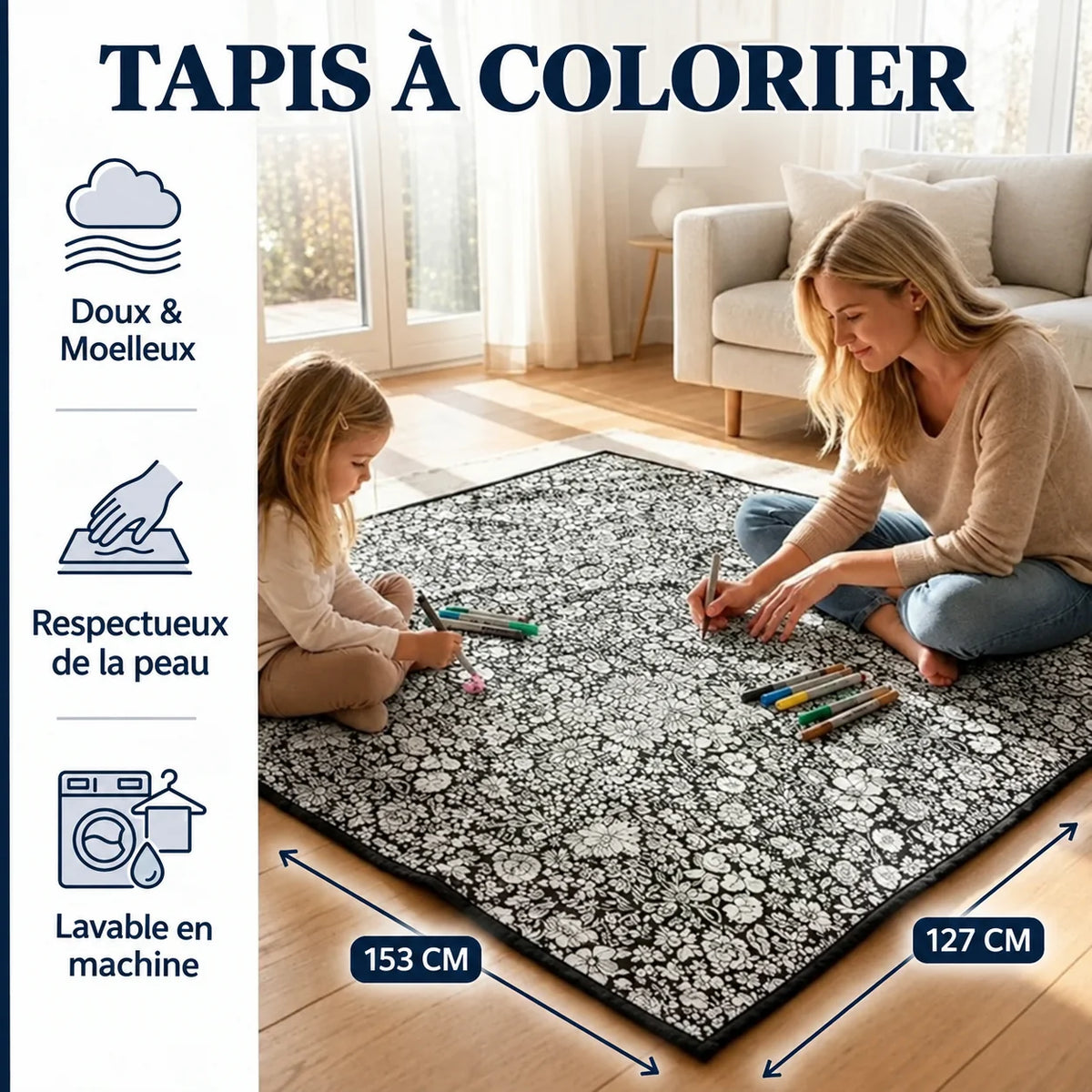 Couverture à Colorier Cosyva - dimensions