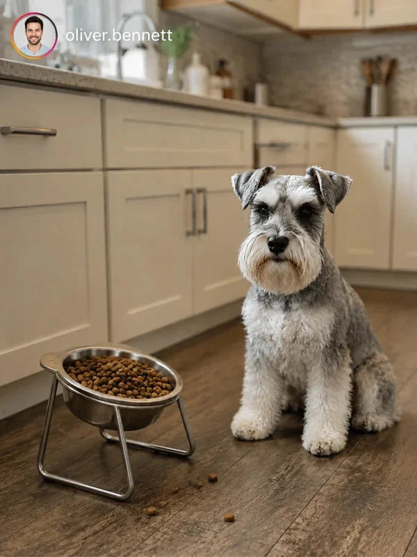 Schnauzer et gamelle Cosyva